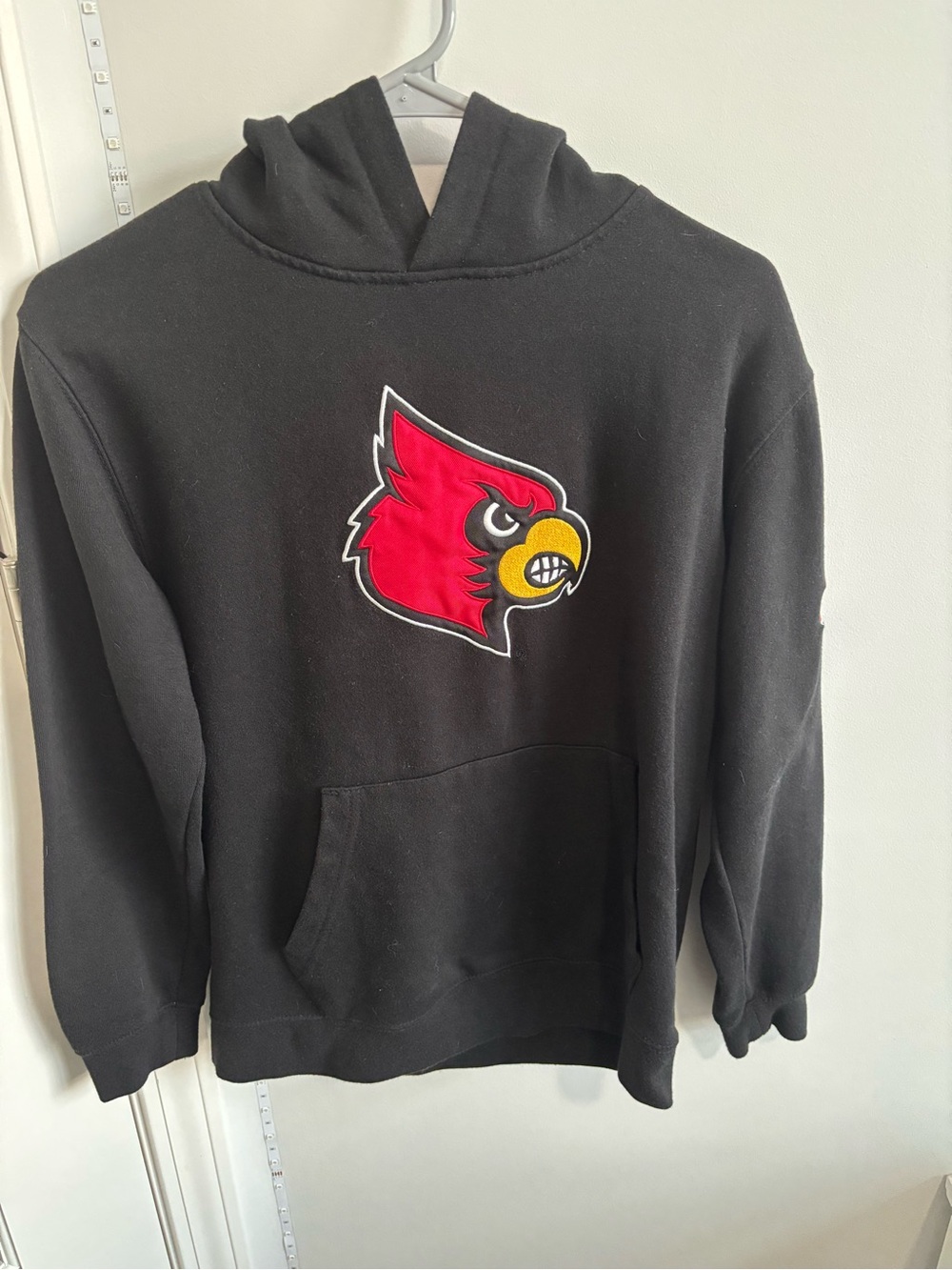 Stadium Athletics Black Hoodie with Red & Yellow Cardinal Patch
